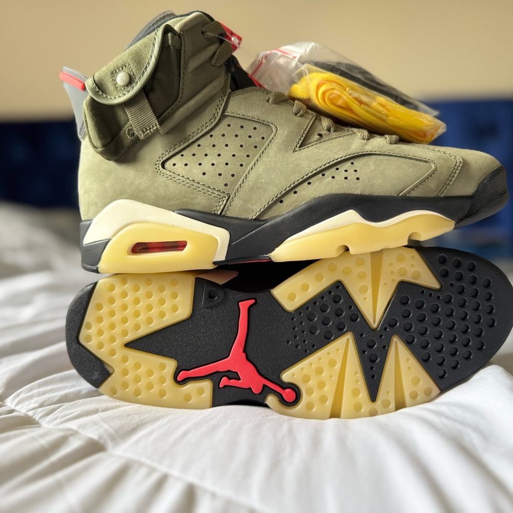 Travis Scott Jordan Retro 6 Olive Green Sneakers
